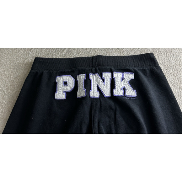 Vintage Y2K Victoria's Secret Pink Crop Sweatpants Sz L Black PINK Spell-Out - Picture 7 of 7